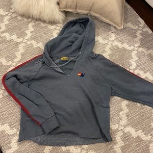 Aviator nation cropped grey hoodie in size MEDIUM